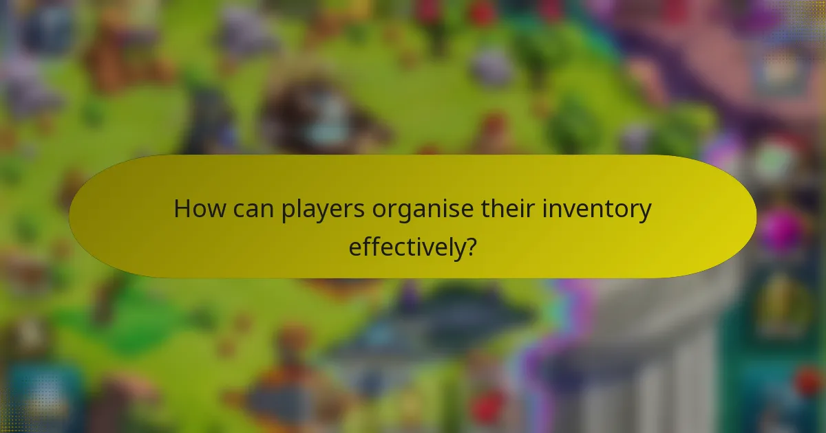 How can players organise their inventory effectively?